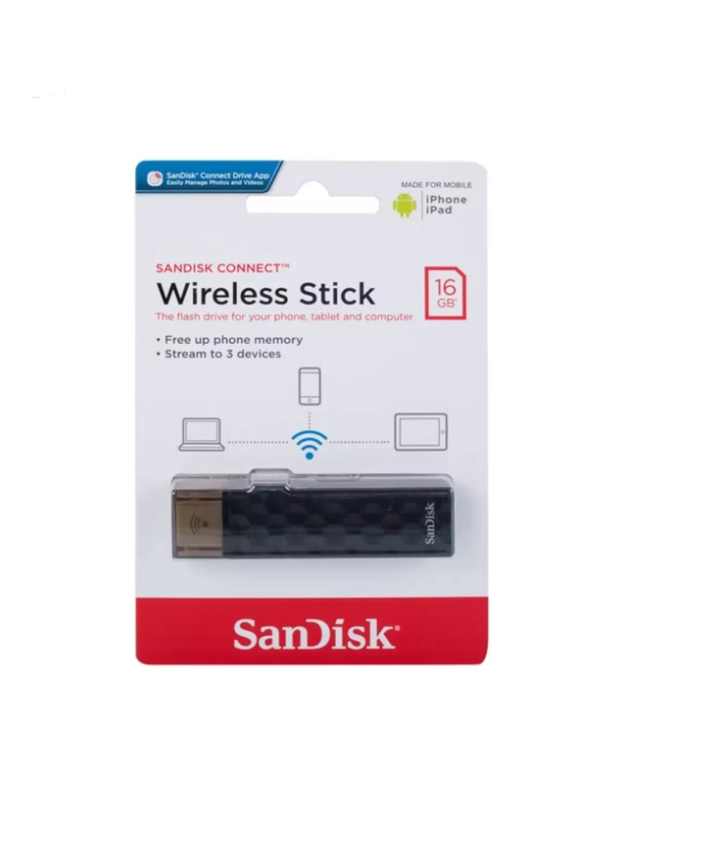 Pendrive SanDisk Connect 16GB 2.0 negro  - ElectroMundo. 1