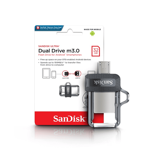 Pendrive SanDisk Ultra Dual 32GB 3.0 negro - ElectroMundo.