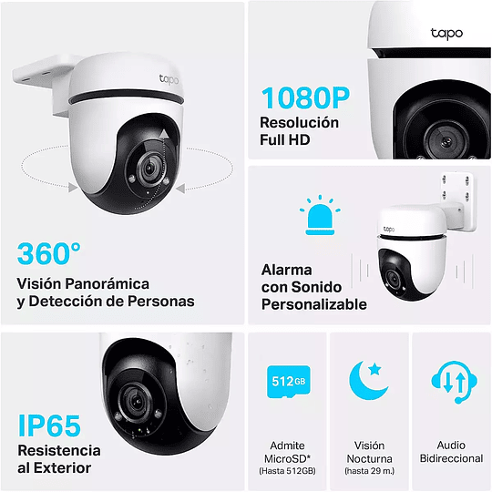 Tapo C500 Cámara de Seguridad Tp-link Wifi Exterior 360º - ElectroMundo.