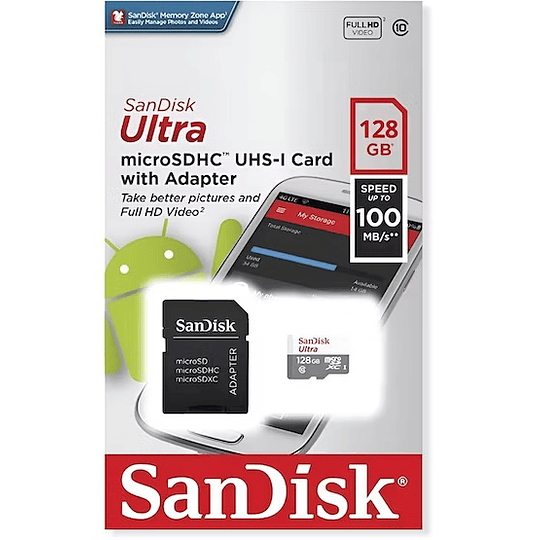  Tarjeta de memoria SanDisk Ultra con adaptador SD 128GB - ElectroMundo.