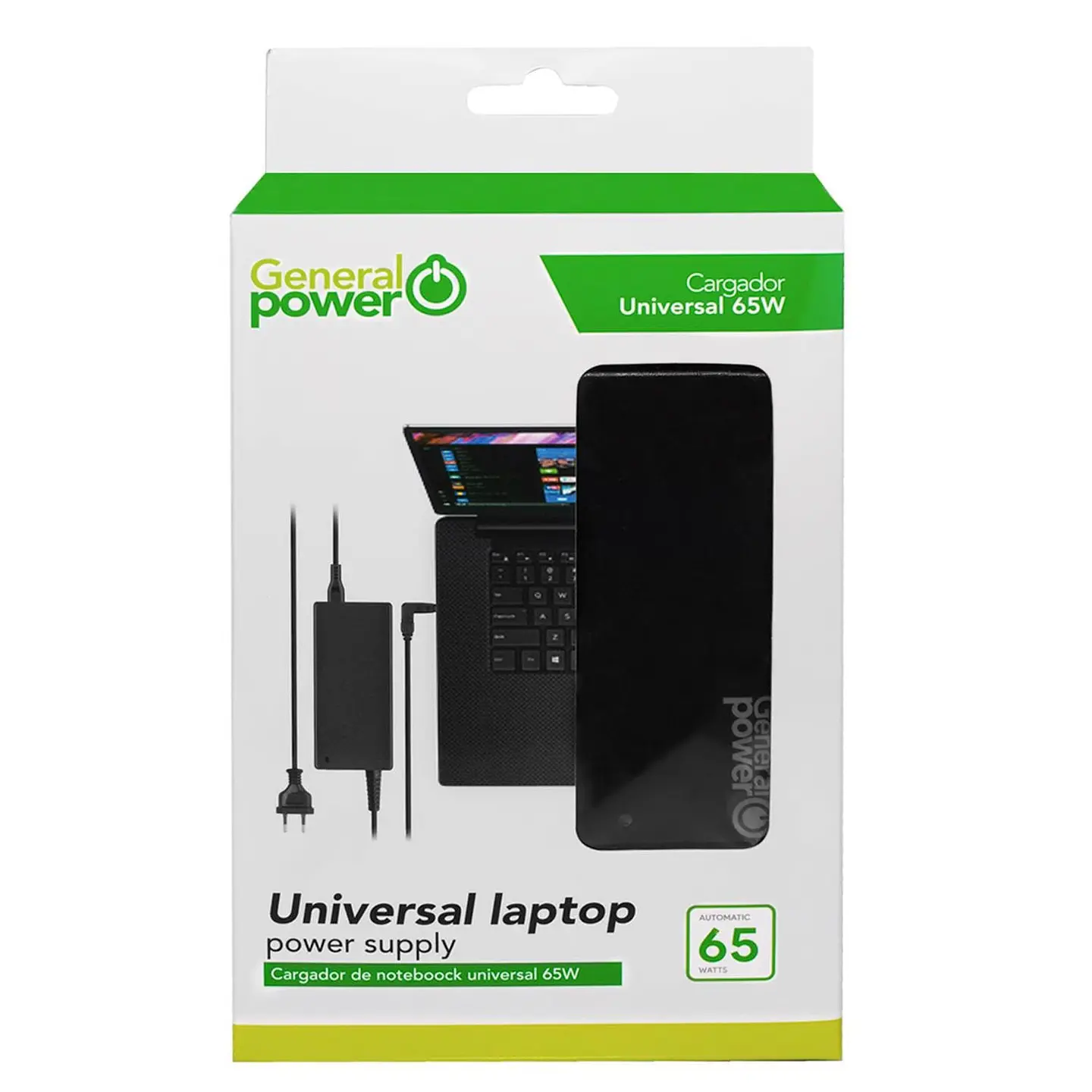 Cargador Universal Notebook 65W General Power Negro - ElectroMundo  1