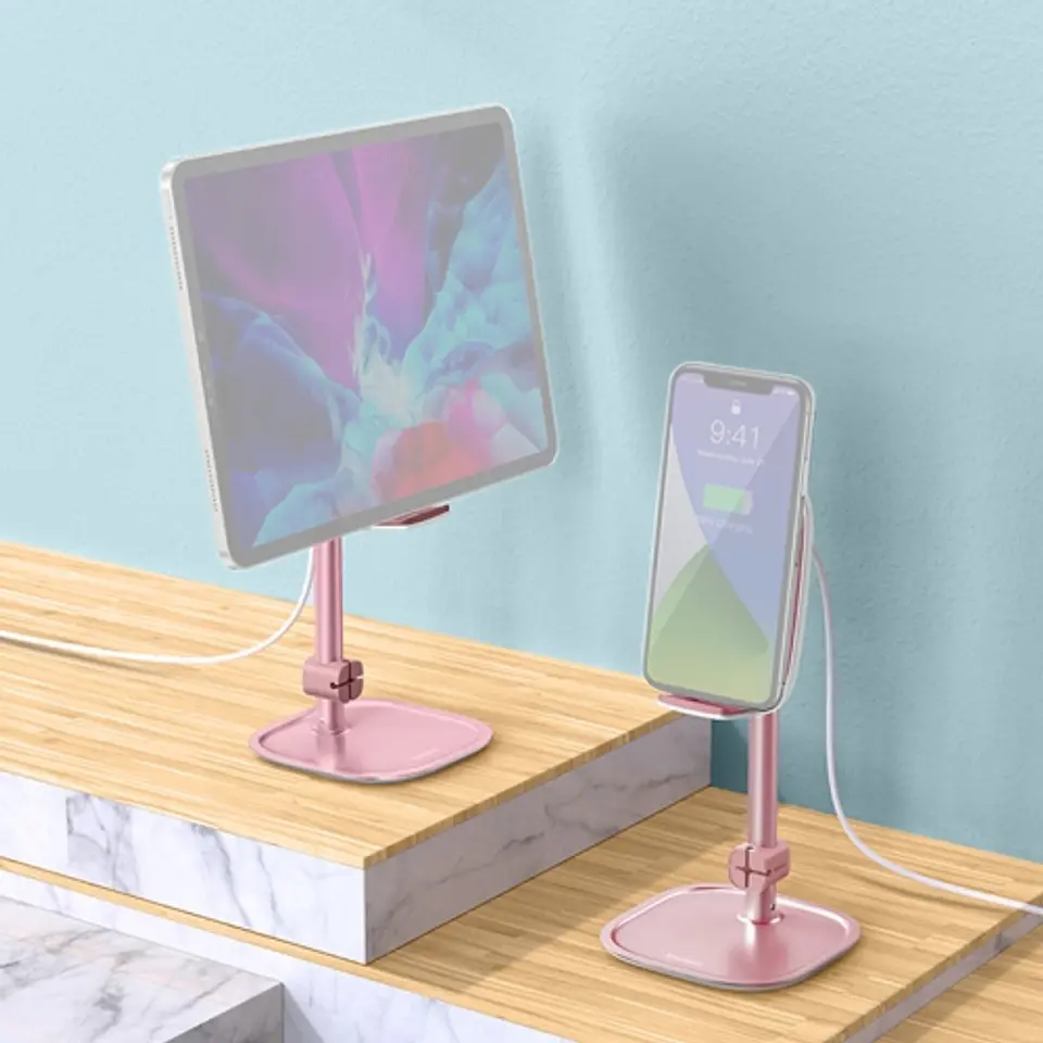 Soporte De Teléfono Con Cargador Inalámbrico Literary Baseus Rosado / Plata - ElectroMundo  3