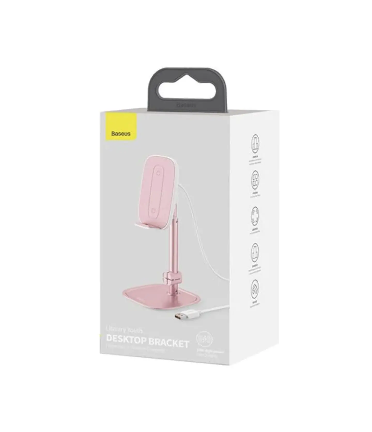 Soporte De Teléfono Con Cargador Inalámbrico Literary Baseus Rosado / Plata - ElectroMundo  2