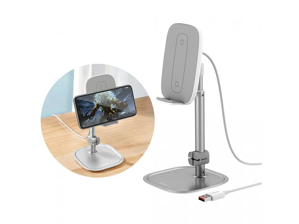 Soporte De Teléfono Con Cargador Inalámbrico Literary Baseus Rosado / Plata - ElectroMundo  6