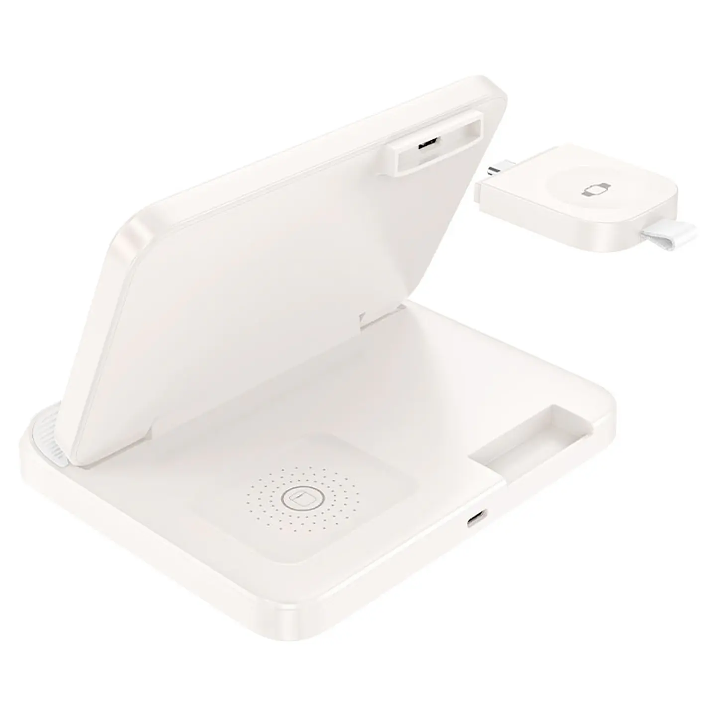 Hoco CQ7 3 en 1 Wireless charging foldable stand de carga Blanco - ElectroMundo 4