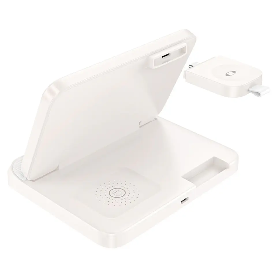 Hoco CQ7 3 en 1 Wireless charging foldable stand de carga Blanco - ElectroMundo 4