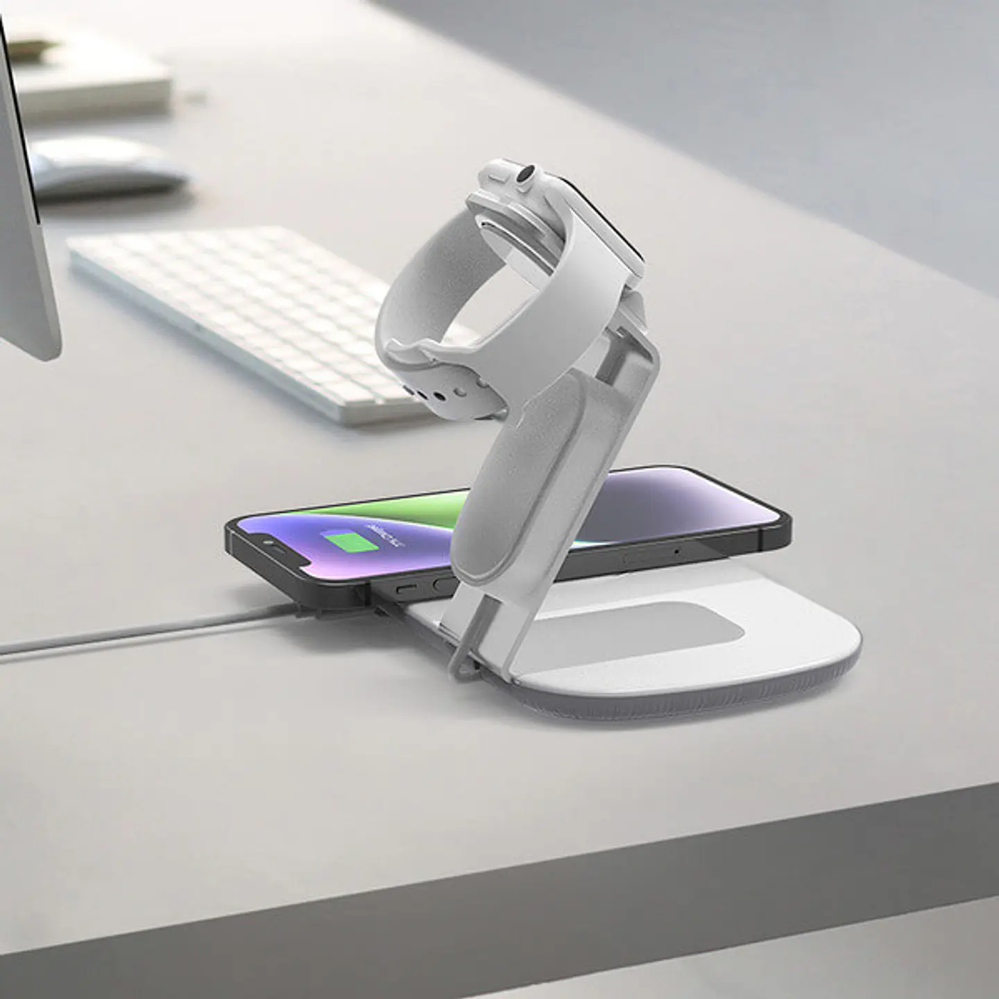 Base de carga inalámbrica Dual para iPhone y Apple Watch Dusted Metalica - ElectroMundo  2