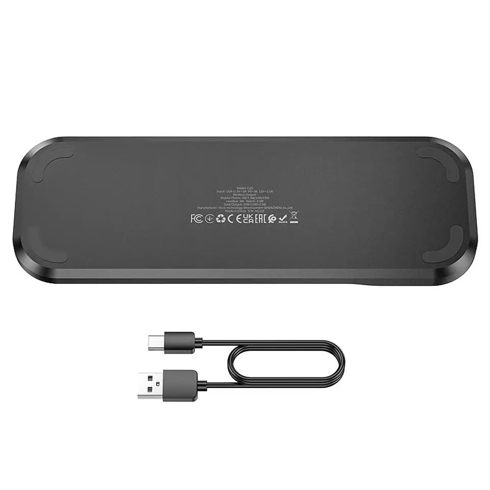 Cargador Base Inalámbrica 3 EN 1 Carga Rápida Hoco CQ5 Negro - ElectroMundo  3