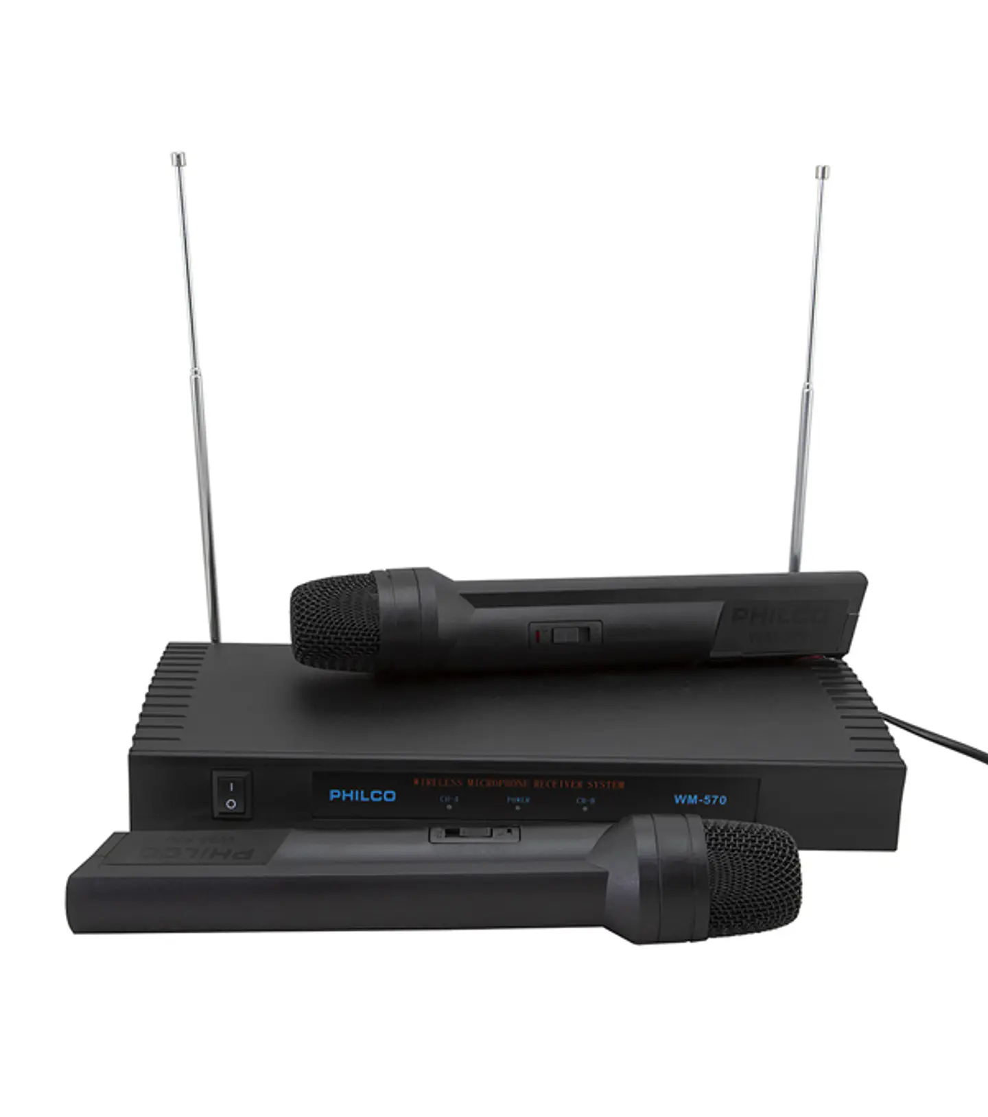WM570 KIT MICROFONOS INALAMBRICOS VHF Negro - ElectroMundo  1