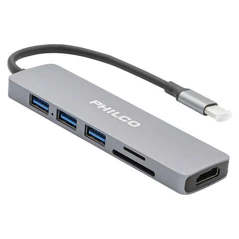 Adaptador 6 En 1 Tipo C A Hdmi+Usb 3.0 Philco 61284 - ElectroMundo.