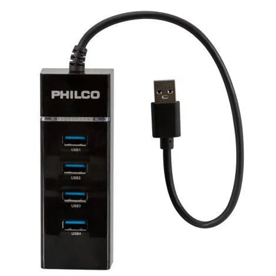 Adaptador HUB USB 3.0 4 Puertos Luz Indicadora HB30N - ElectroMundo  3