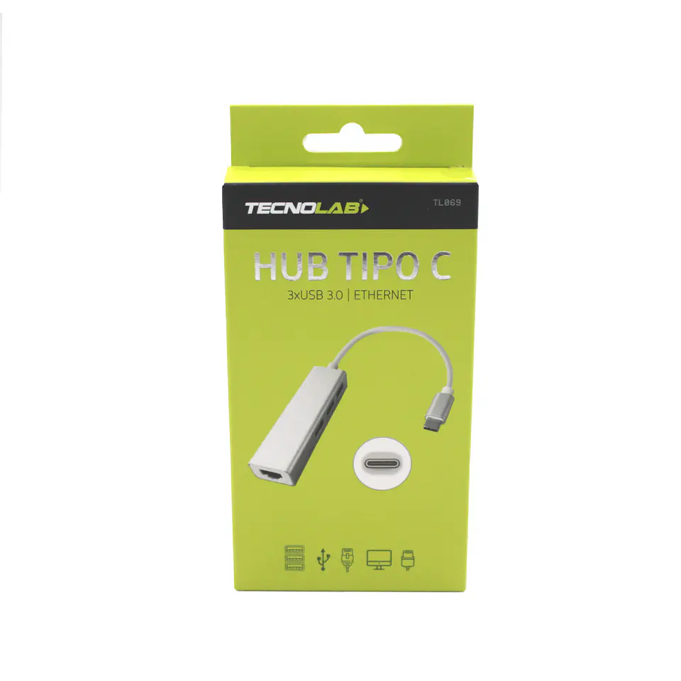 Hub Tipo C Tecnolab USB 3.0 - RJ45 - ElectroMundo.  4