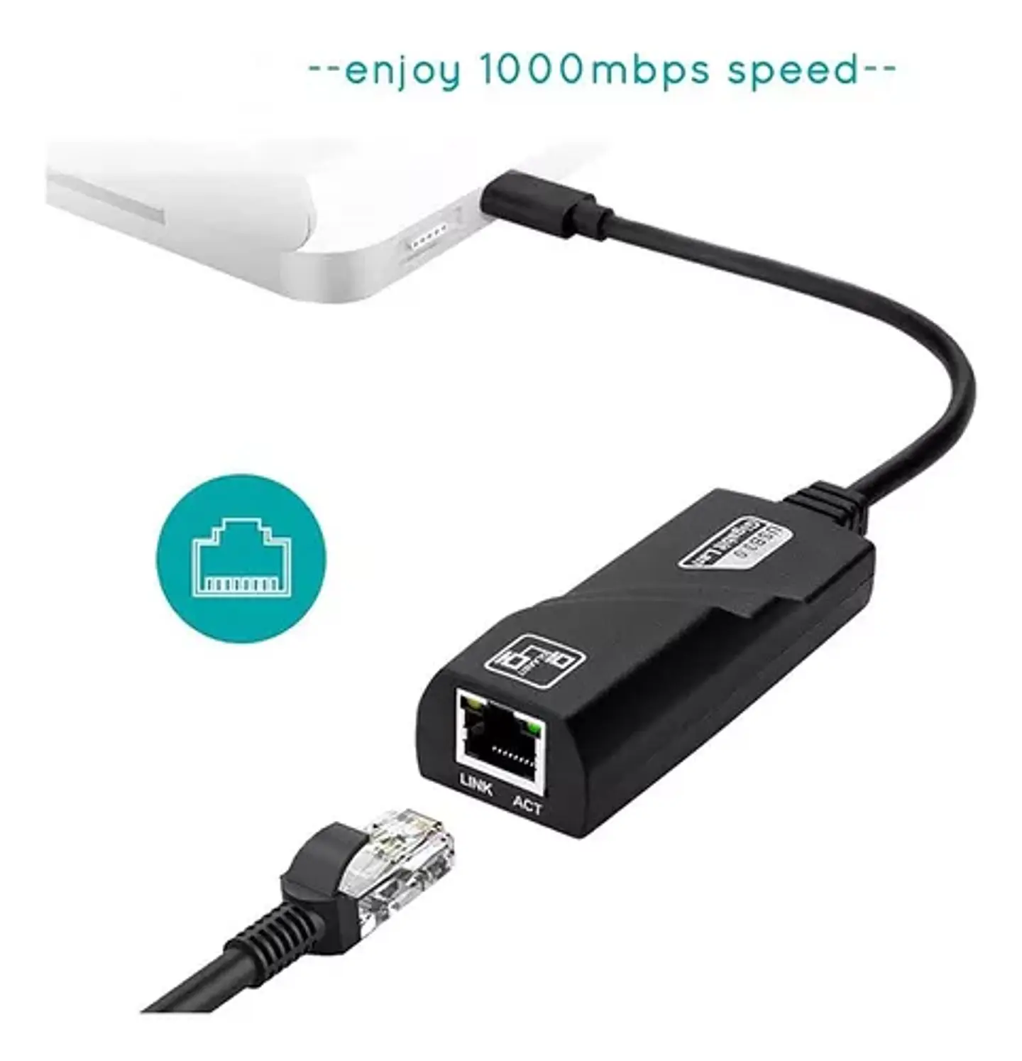 Adaptador Usb C 3.0 Rj45 Gigabit Ethernet 10/100/1000 Mbps - ElectroMundo  2