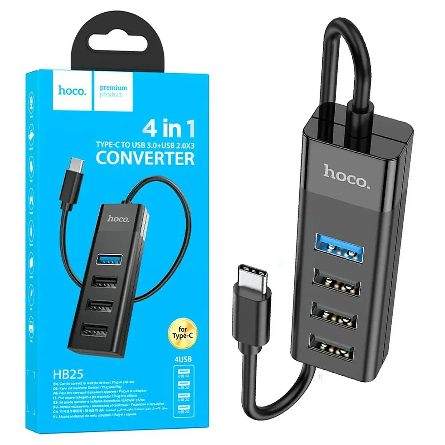  Hub Tipo C 4 Puerto Usb 3.0 y 3 USB 2.0 HOCO - ElectroMundo. 1
