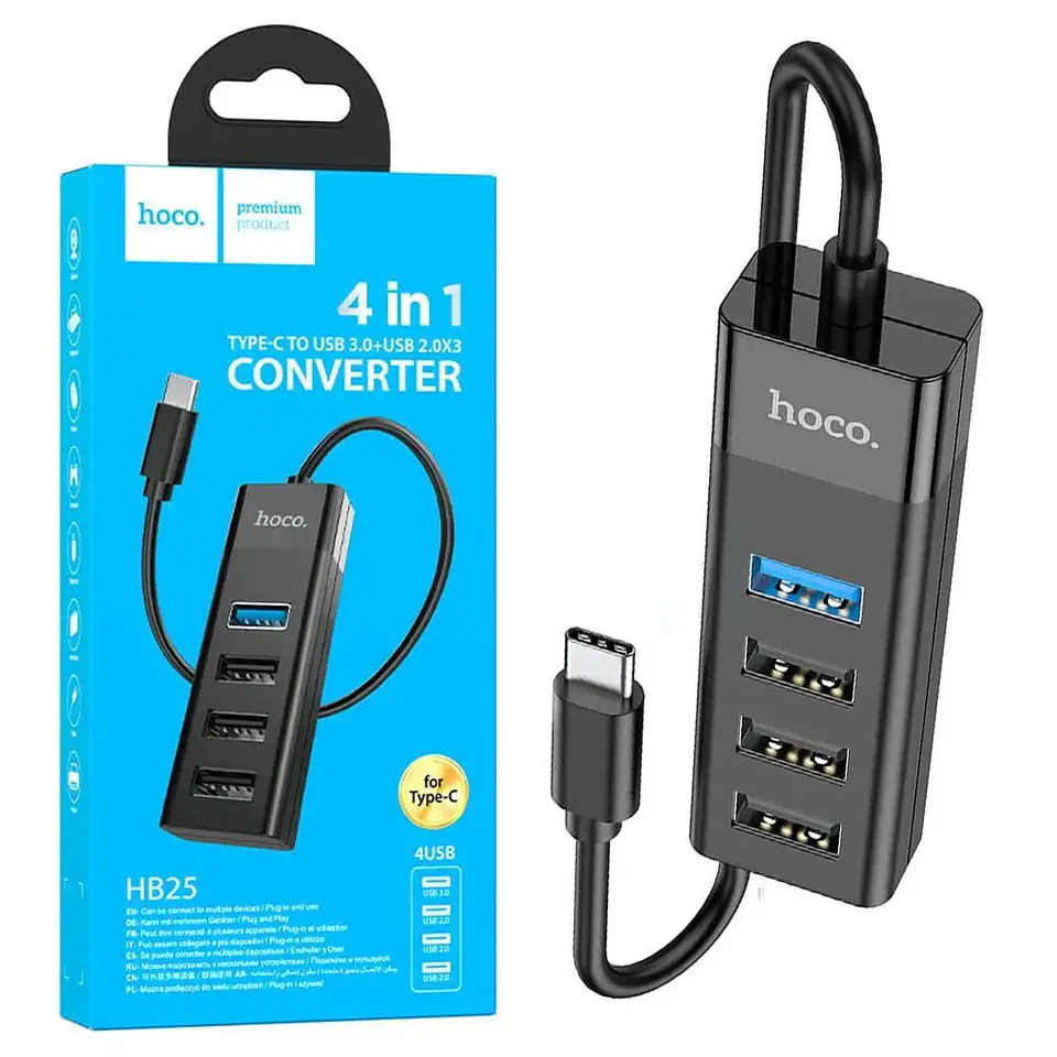  Hub Tipo C 4 Puerto Usb 3.0 y 3 USB 2.0 HOCO - ElectroMundo. 1