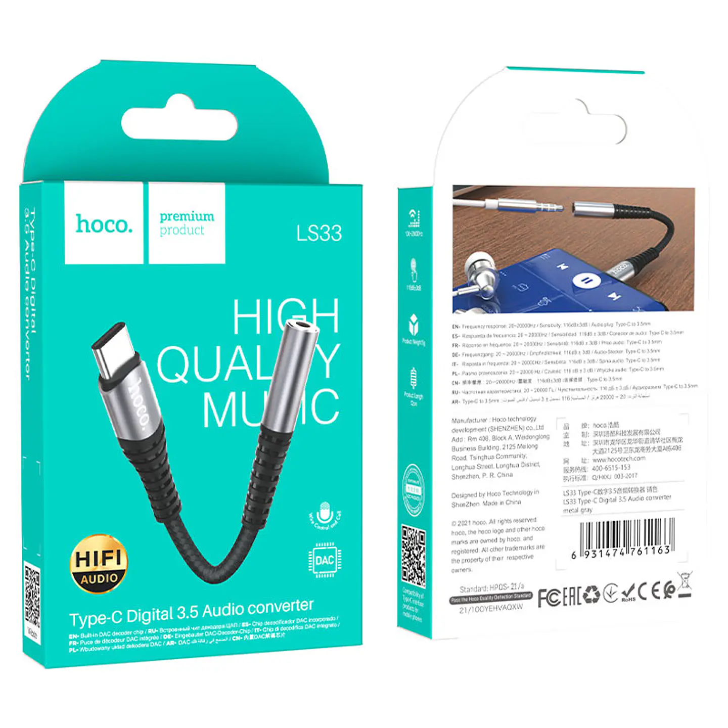 Adaptador Hoco de audio Tipo-C a auxiliar 3.5 - ElectroMundo  5