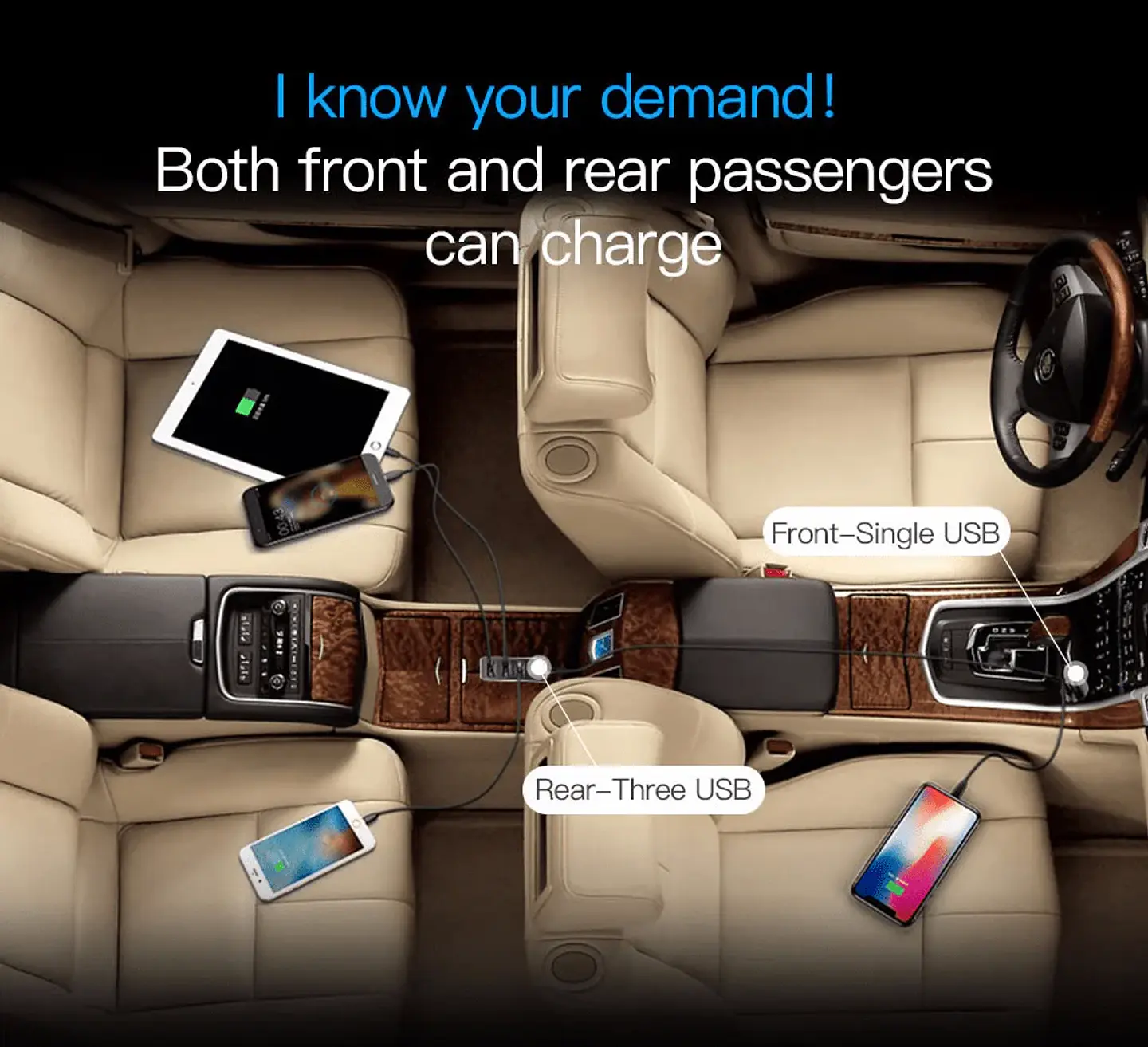 Cargador de Auto 4 USB 5.5 Amp Baseus - ElectroMundo. 3