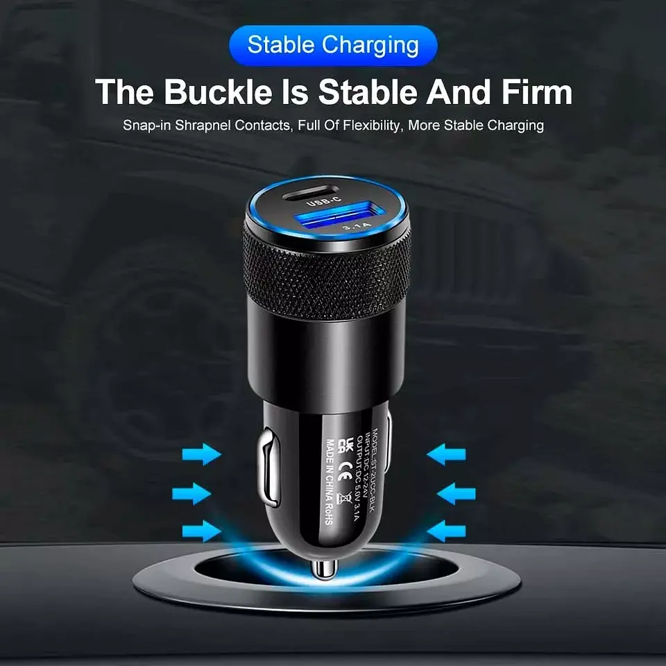 Cargador Para Auto Dual Usb + Tipo C 18w Audiolab - ElectroMundo. 2