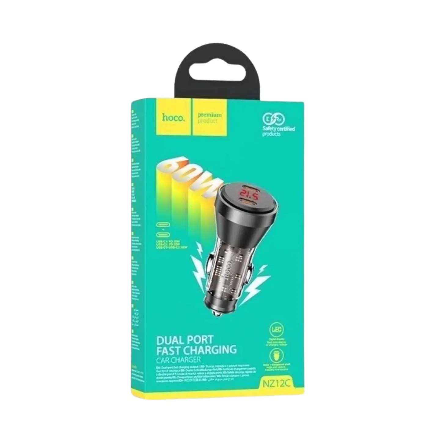 Cargador Dual Auto Hoco PD60W - ElectroMundo. 2
