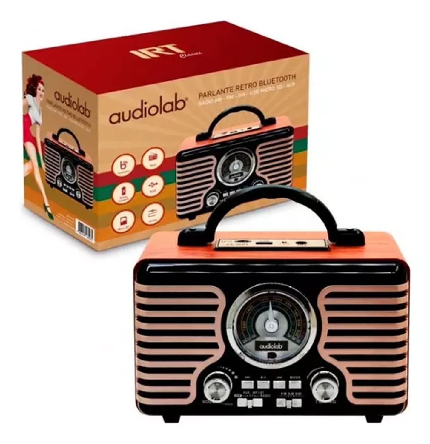 Radio Parlante RETRO5 VINTAGE AM FM BT AUDIOLAB - ElectroMundo 2
