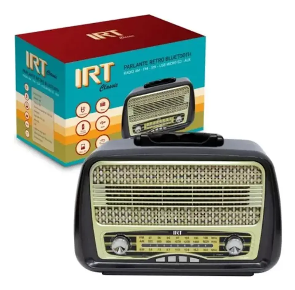 Parlante IRT Retro con Bluetooth y Sintonizador de Radio FM/AM/SW - ElectroMundo 2