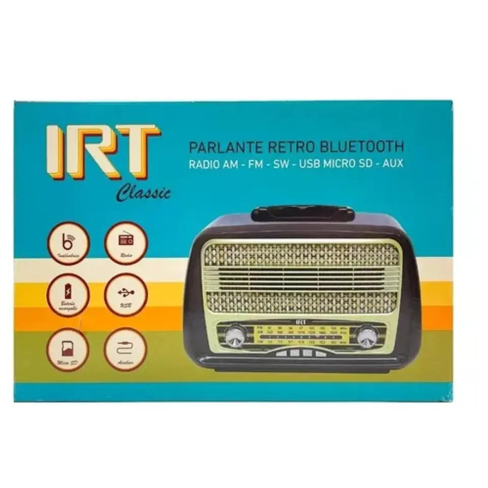 Parlante IRT Retro con Bluetooth y Sintonizador de Radio FM/AM/SW - ElectroMundo 3