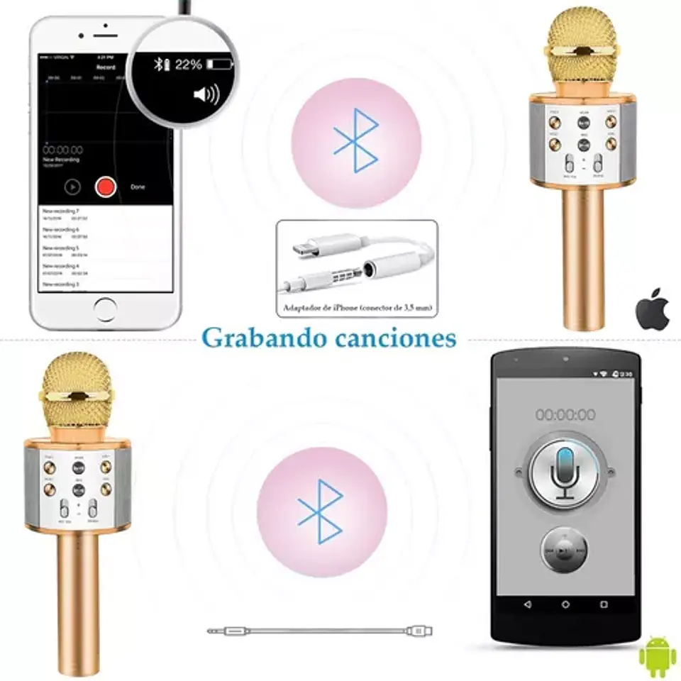 Micrófono Karaoke Con Bluetooth Y Parlante Incorporado - ElectroMundo  2