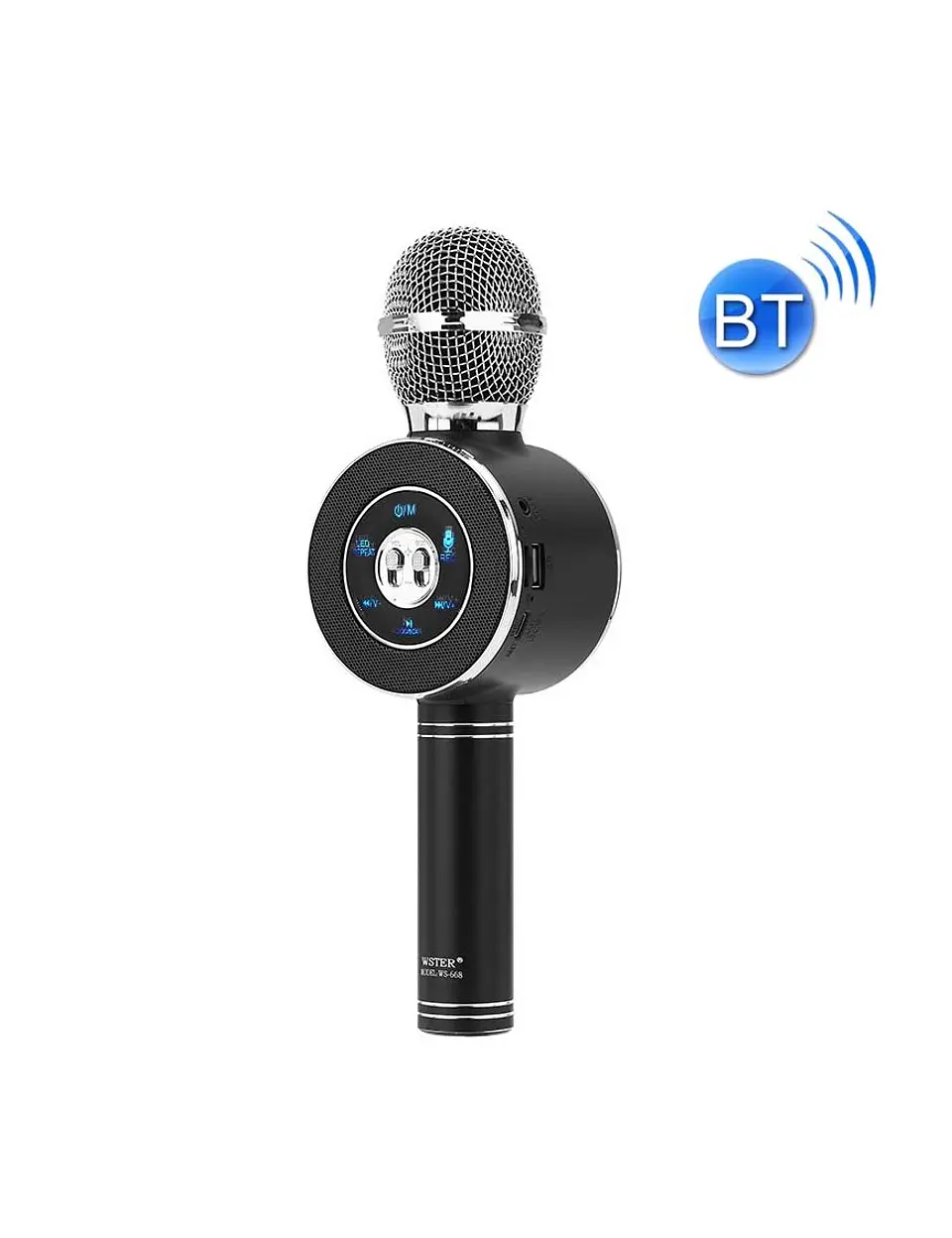 Micrófono Karaoke Parlante Bluetooth Luces Color Negro - ElectroMundo 1