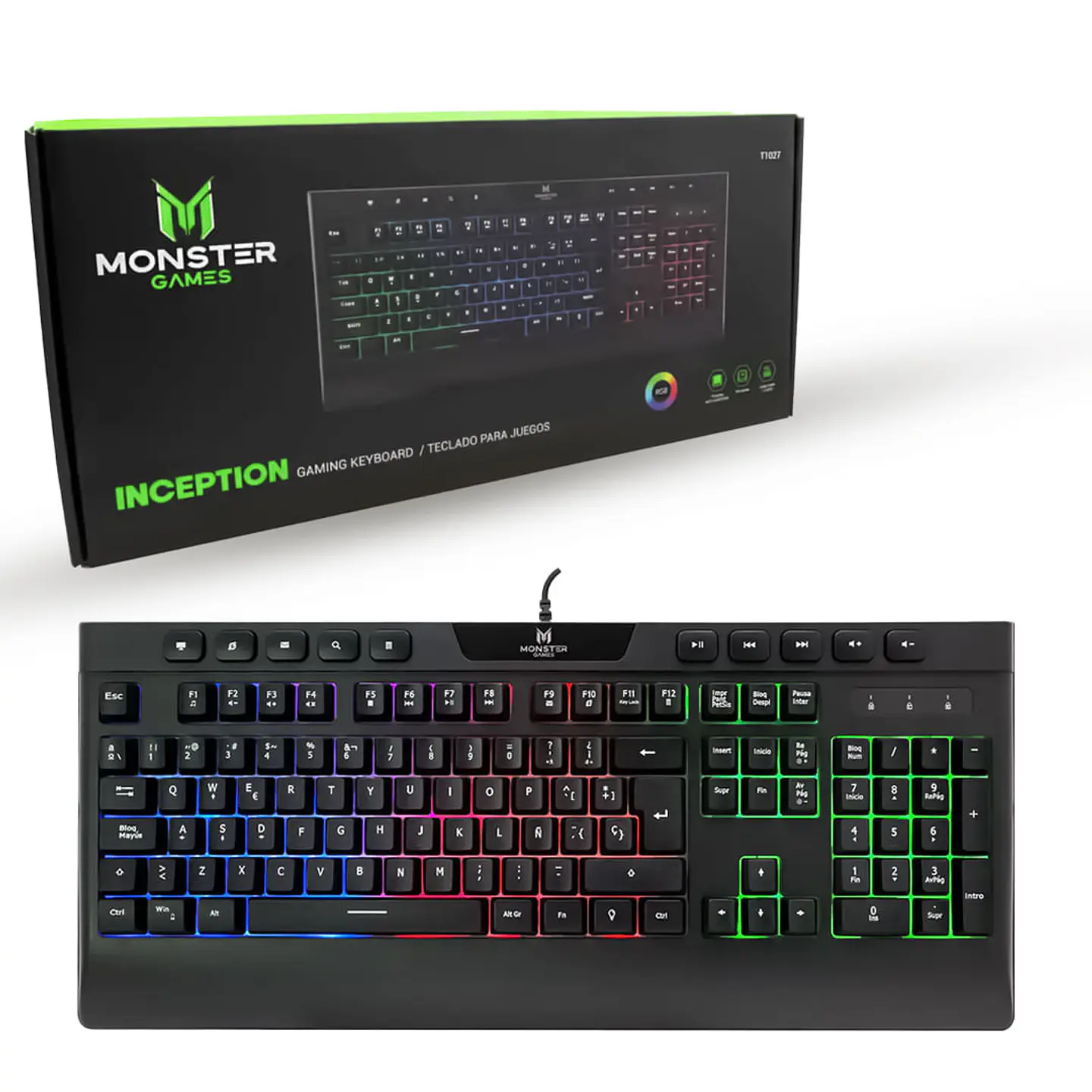 Teclado Gamer Membrana Monster Inception RGB Anti-Ghosting - ElectroMundo 1