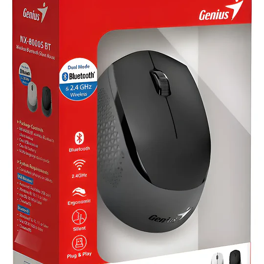 MOUSE GENIUS NX-8000S BLUEOOTH 2,4GHZ  NEGRO/GRIS