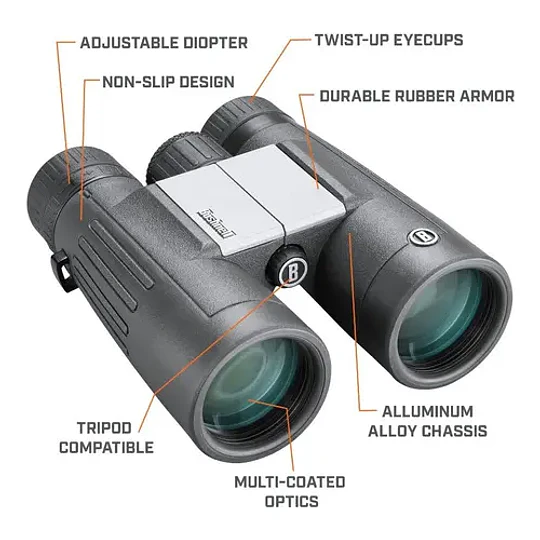 Binocular Bushnell Powerview-2 Pwv1042 Chasis Metalico Color Negro 10x42mm