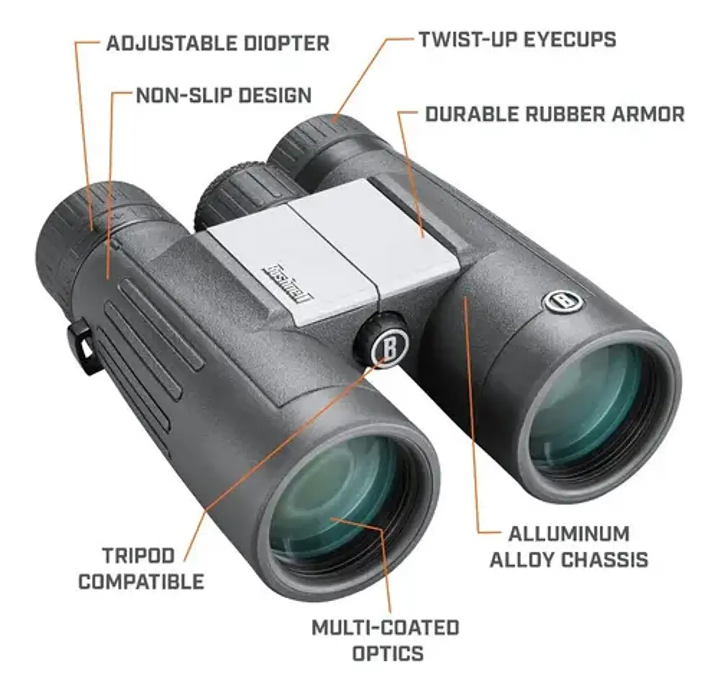 Binocular Bushnell Powerview-2 Pwv1042 Chasis Metalico Color Negro 10x42mm 3