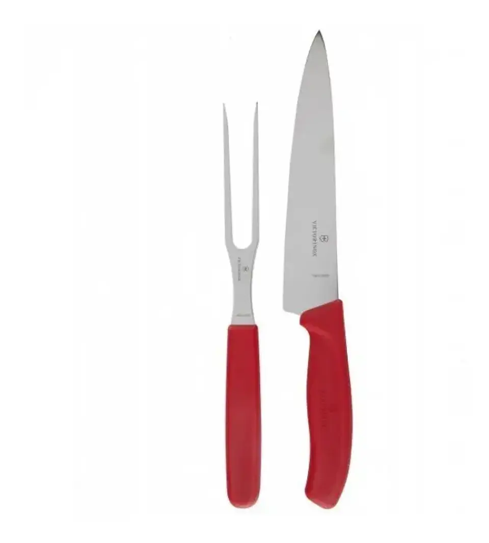 Set Cuchillo Chef Y Tenedor VictorinoxSwiss Classic, 19cm Color Rojo 3