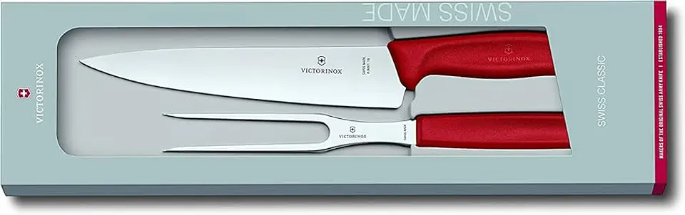 Set Cuchillo Chef Y Tenedor VictorinoxSwiss Classic, 19cm Color Rojo 2