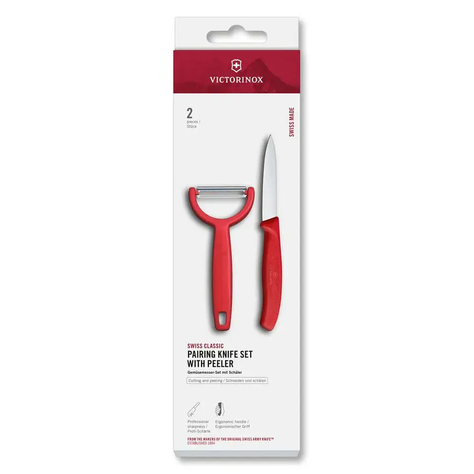 Cuchillo Mondador Swiss Classic Con Pelador Victorinox Rojos 1
