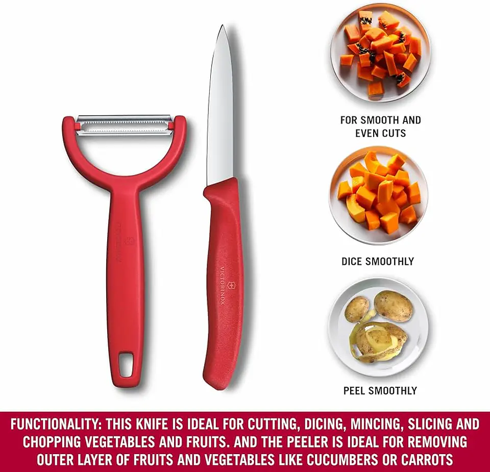 Cuchillo Mondador Swiss Classic Con Pelador Victorinox Rojos 2