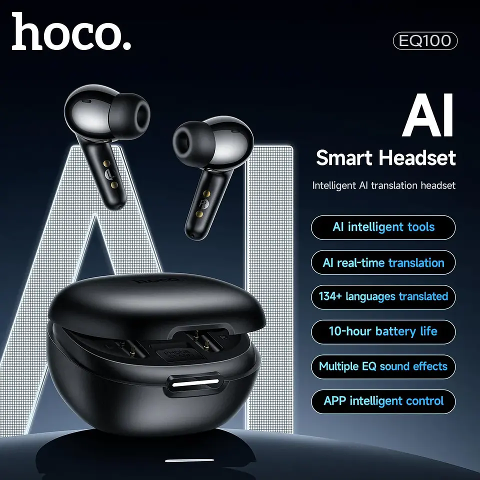 Audífonos Bluetooth 5.4 In Ear Hoco EQ100 Stand Traductor Ai Negro 2