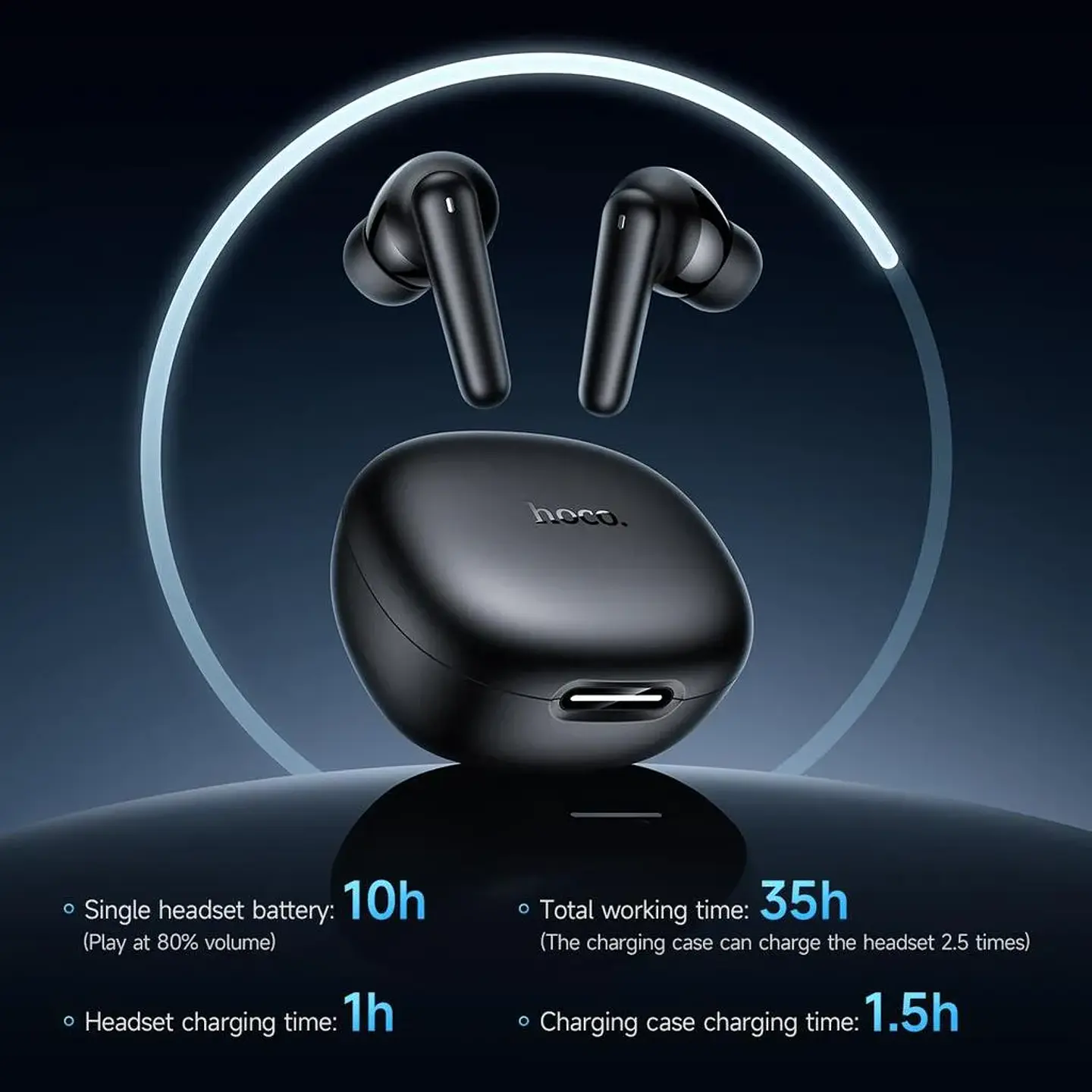 Audífonos Bluetooth 5.4 In Ear Hoco EQ100 Stand Traductor Ai Negro 3