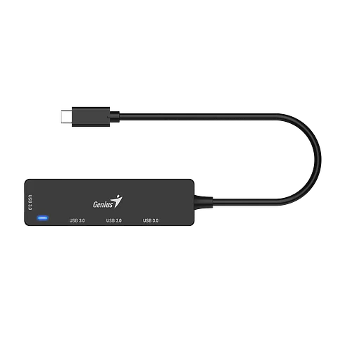 Hub Genius 4 en 1 Plug Type-C a Jack USB-3.0-UH-400-BK