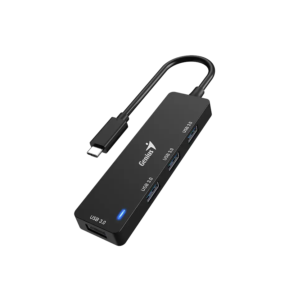 Hub Genius 4 en 1 Plug Type-C a Jack USB-3.0-UH-400-BK 2