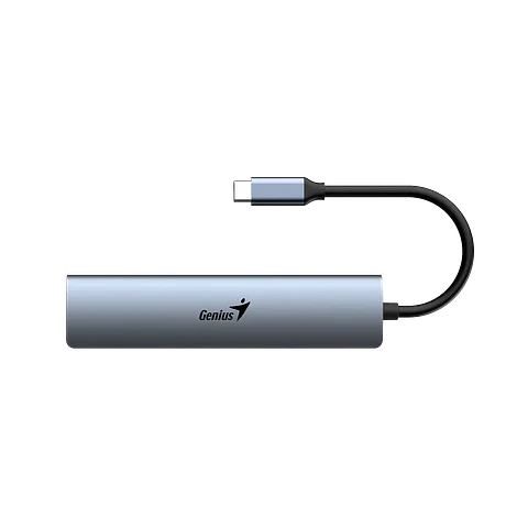 Hub Genius 5 en 1 Plug Type-C a Jack RJ-45, PD, USB 3.0-UH-545