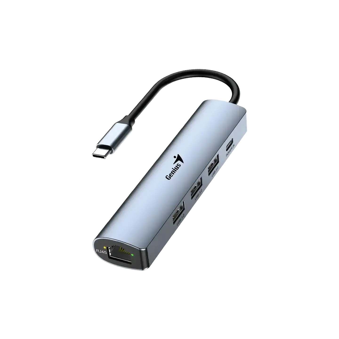 Hub Genius 5 en 1 Plug Type-C a Jack RJ-45, PD, USB 3.0-UH-545 2