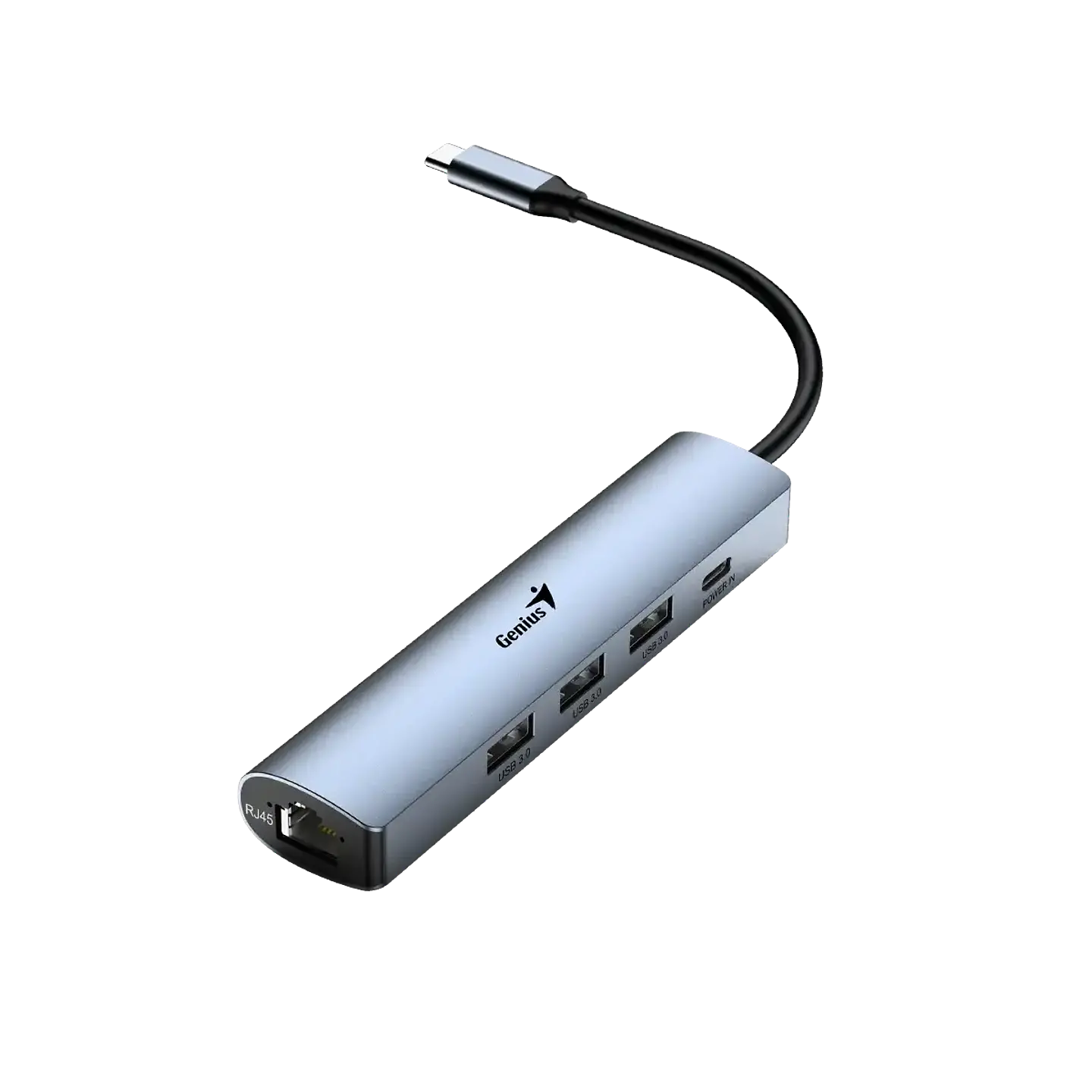 Hub Genius 5 en 1 Plug Type-C a Jack RJ-45, PD, USB 3.0-UH-545 3