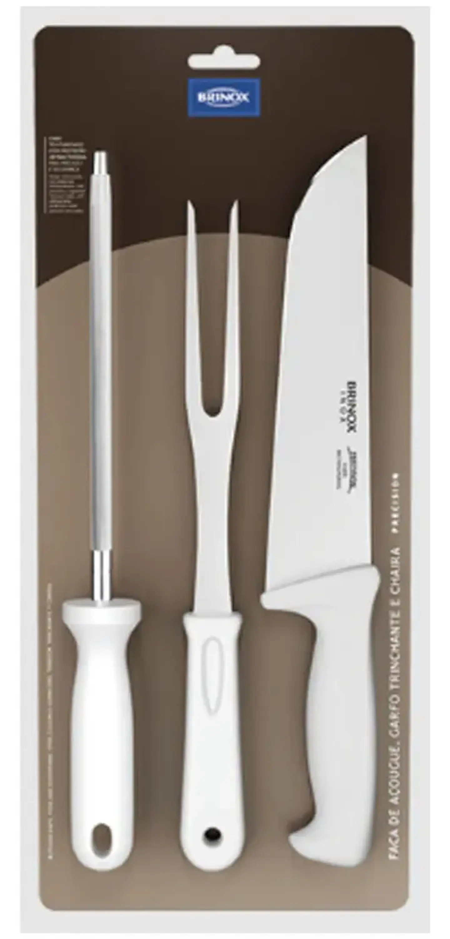 Set De Cuchillos 3 Piezas Brinox Mango Blanco Polipropileno 2554/302 2