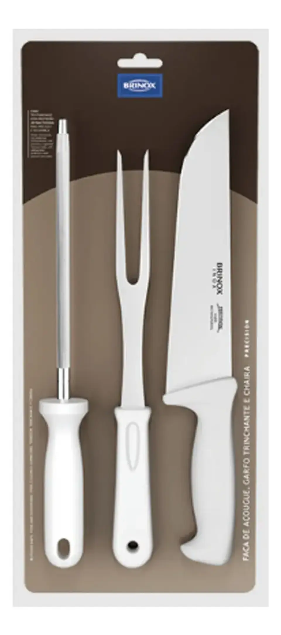 Set De Cuchillos 3 Piezas Brinox Mango Blanco Polipropileno 2554/302 2