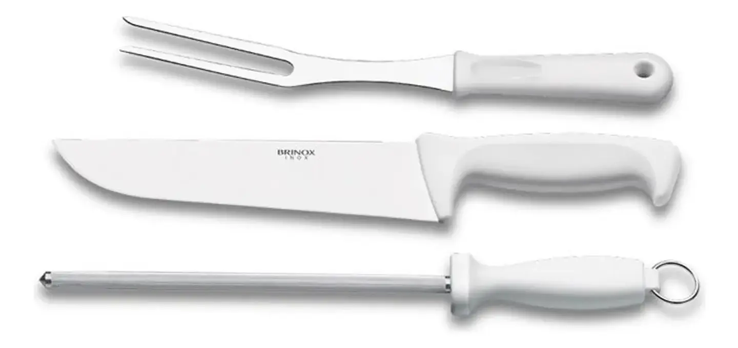 Set De Cuchillos 3 Piezas Brinox Mango Blanco Polipropileno 2554/302 3