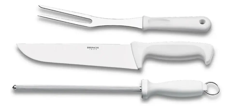 Set De Cuchillos 3 Piezas Brinox Mango Blanco Polipropileno 2554/302 3