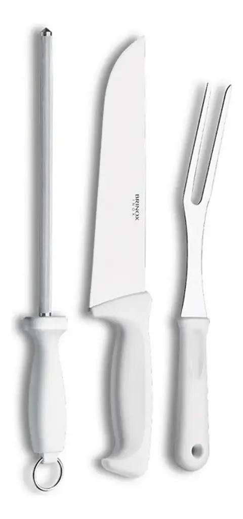 Set De Cuchillos 3 Piezas Brinox Mango Blanco Polipropileno 2554/302
