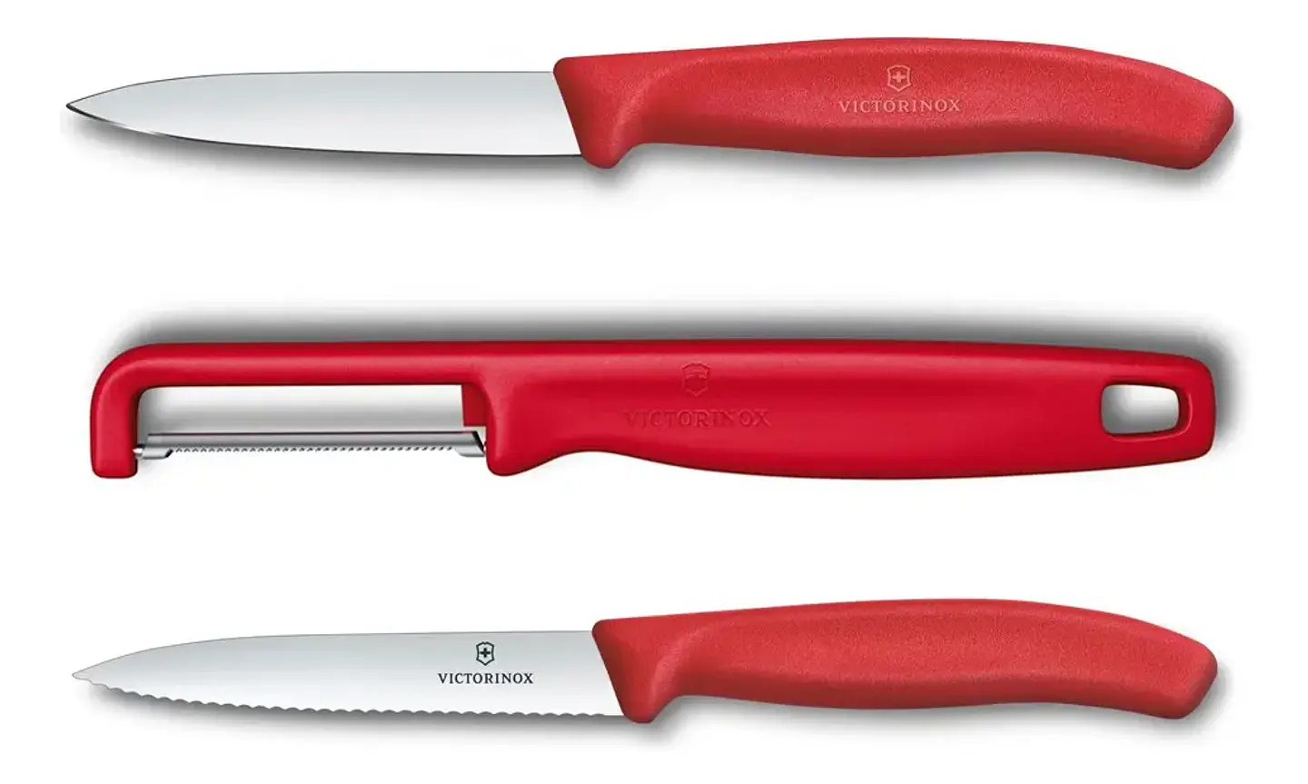 Set x 3 Cuchillos Victorinox Swiss Classic Con Pelador I Rojo 2