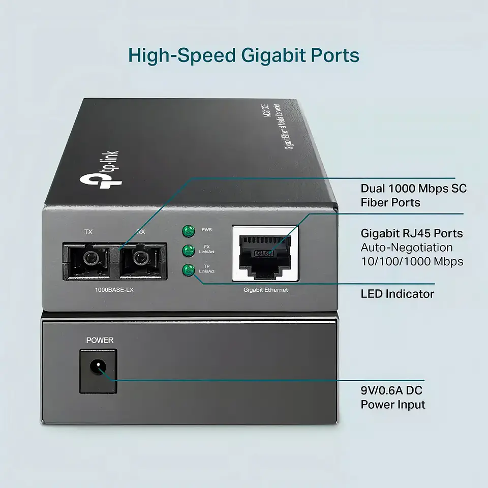 Conversor De Medios Gigabit Fibra Monomodo Tp-link MC210CS 2